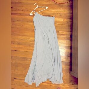 Show Me Your Mumu Shannon One-Shoulder Dress in Steel Blue Chiffon Sz XL